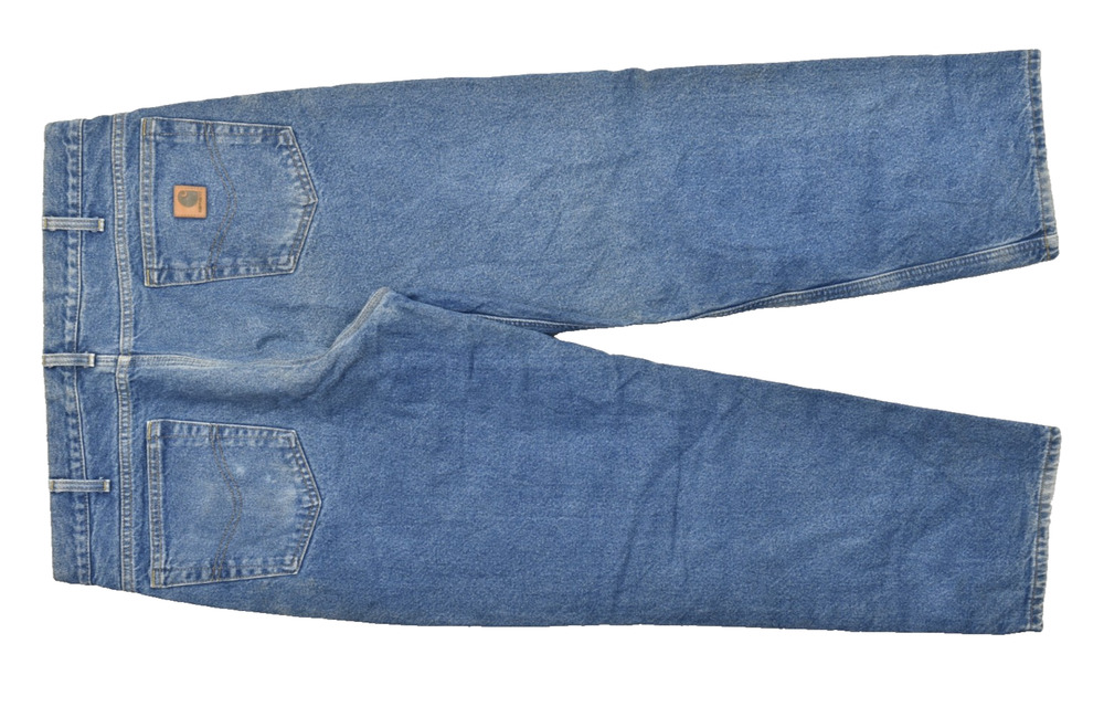 Carhartt B172 DST Relaxed Fit Flannel Lined Blue Jeans Men's 36x30 Dark Stone